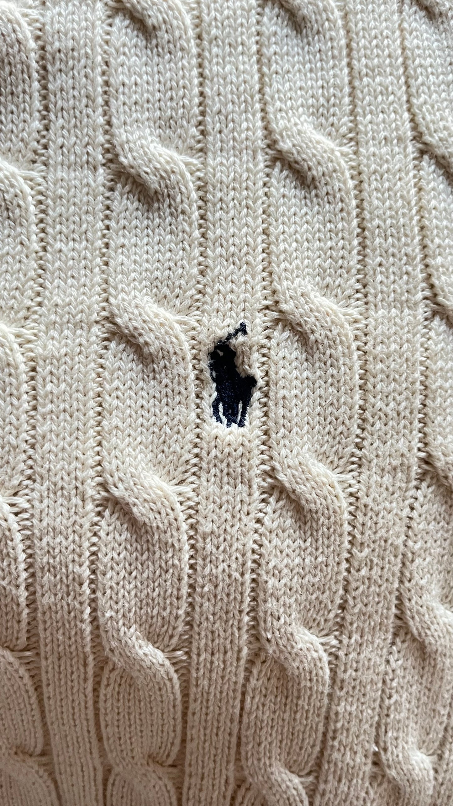 Pull col rond torsadé crème Ralph Lauren - L femme / M homme