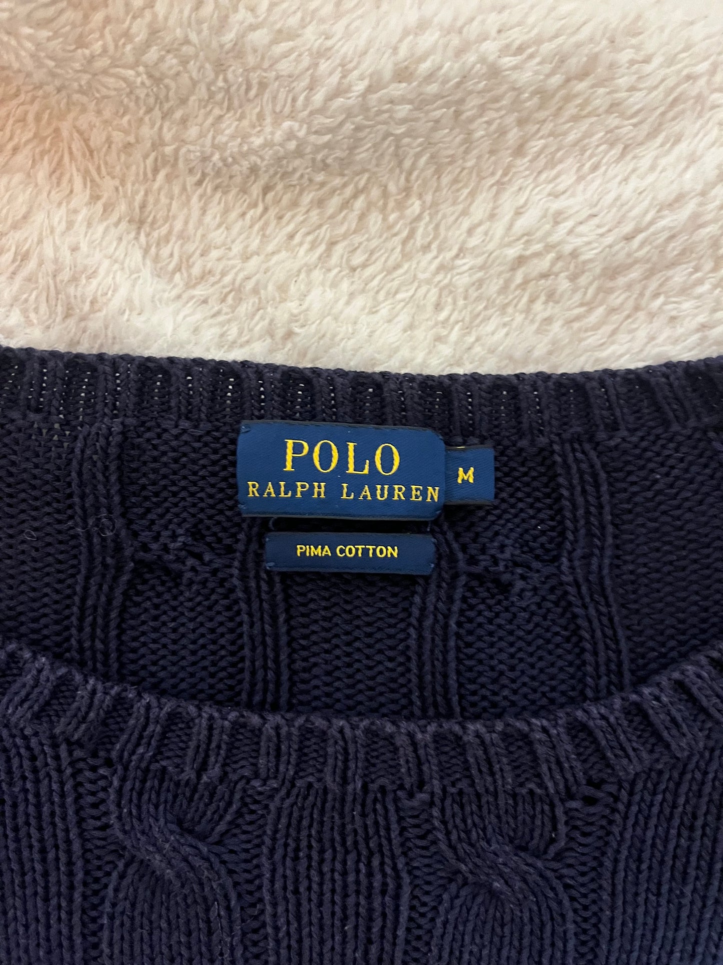 Pull torsadé bleu marine Ralph Lauren - M