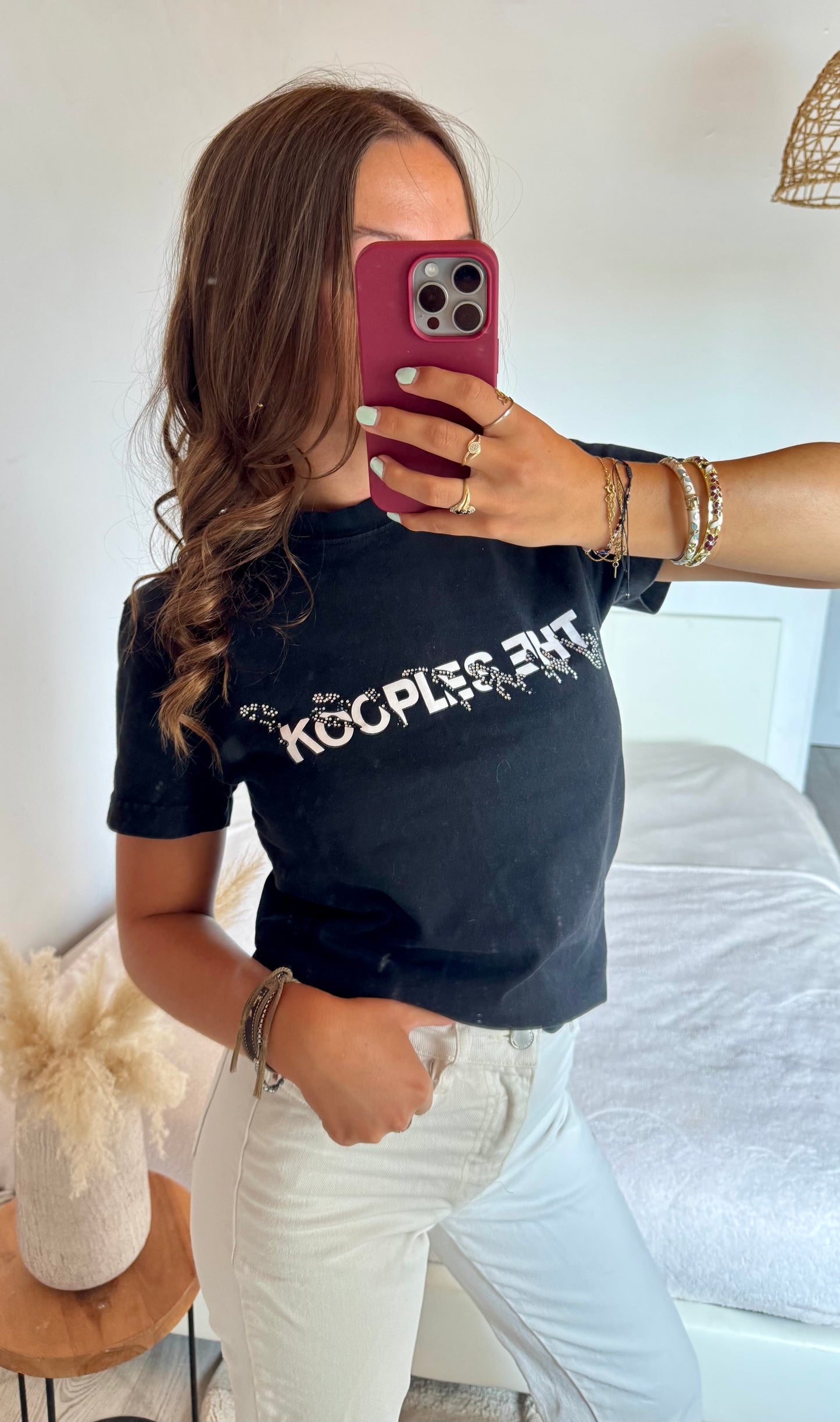 T-shirt noir strass The Kooples - S