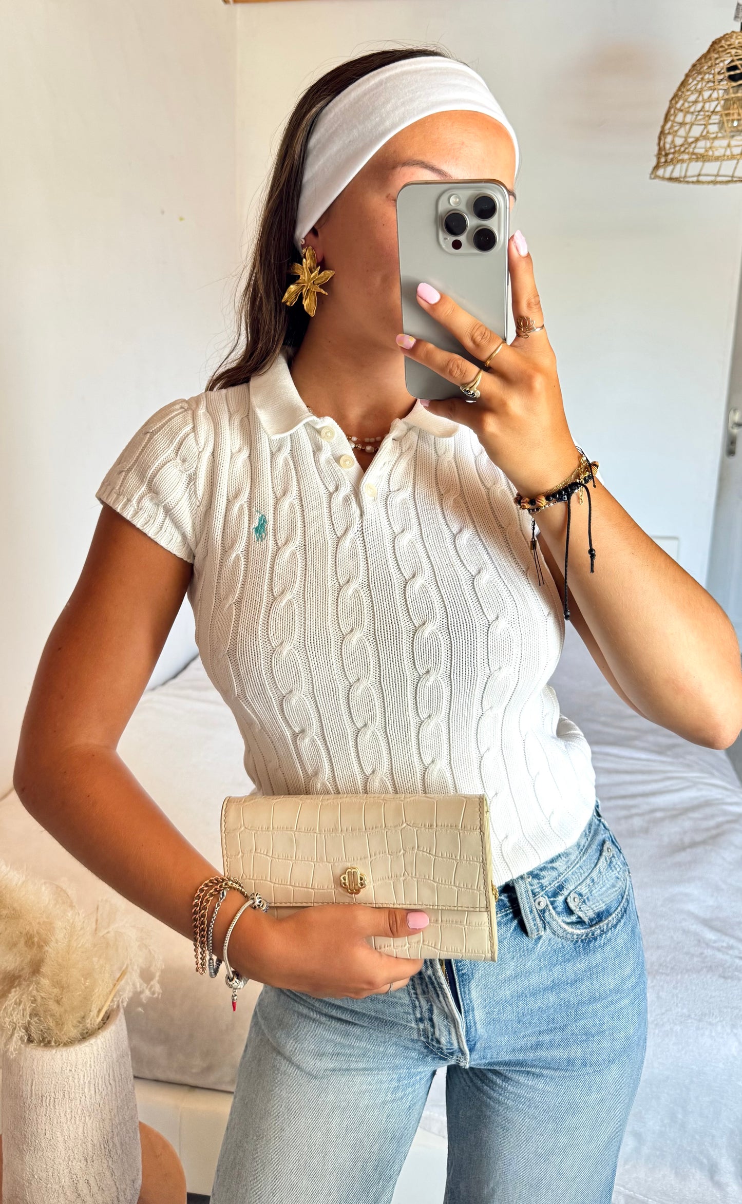 Polo torsadé blanc Ralph Lauren - S