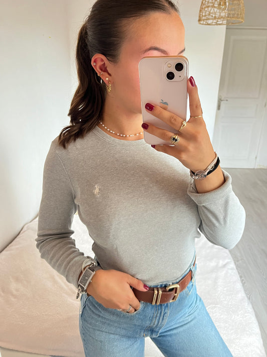 Pull col rond gris Ralph Lauren - XL