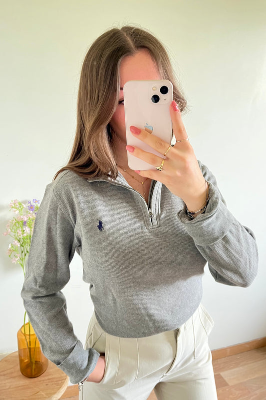 Pull demi-zip gris Ralph Lauren - S