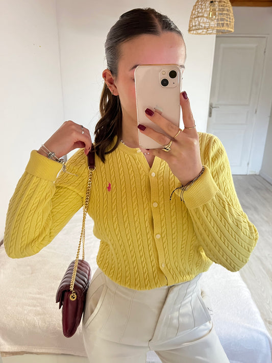 Gilet torsadé jaune pastel Ralph Lauren - S