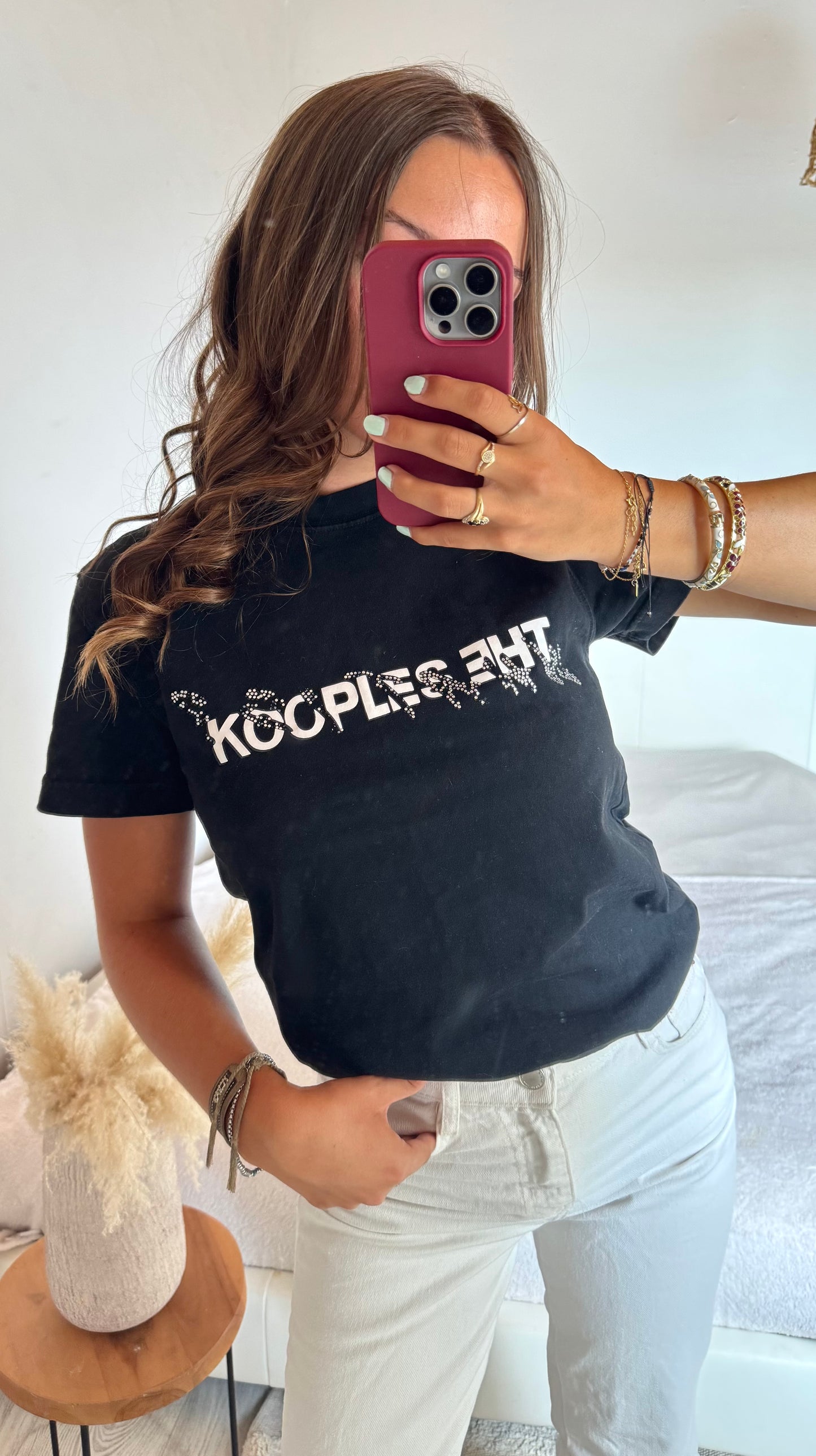 T-shirt noir strass The Kooples - S