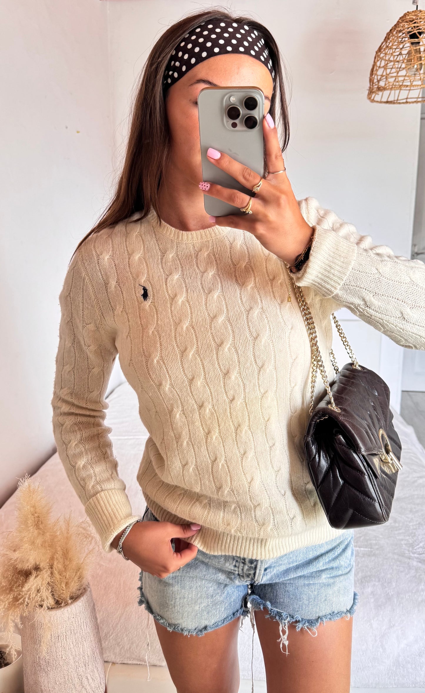 Torsadé blanc laine & cachemire Ralph Lauren - M