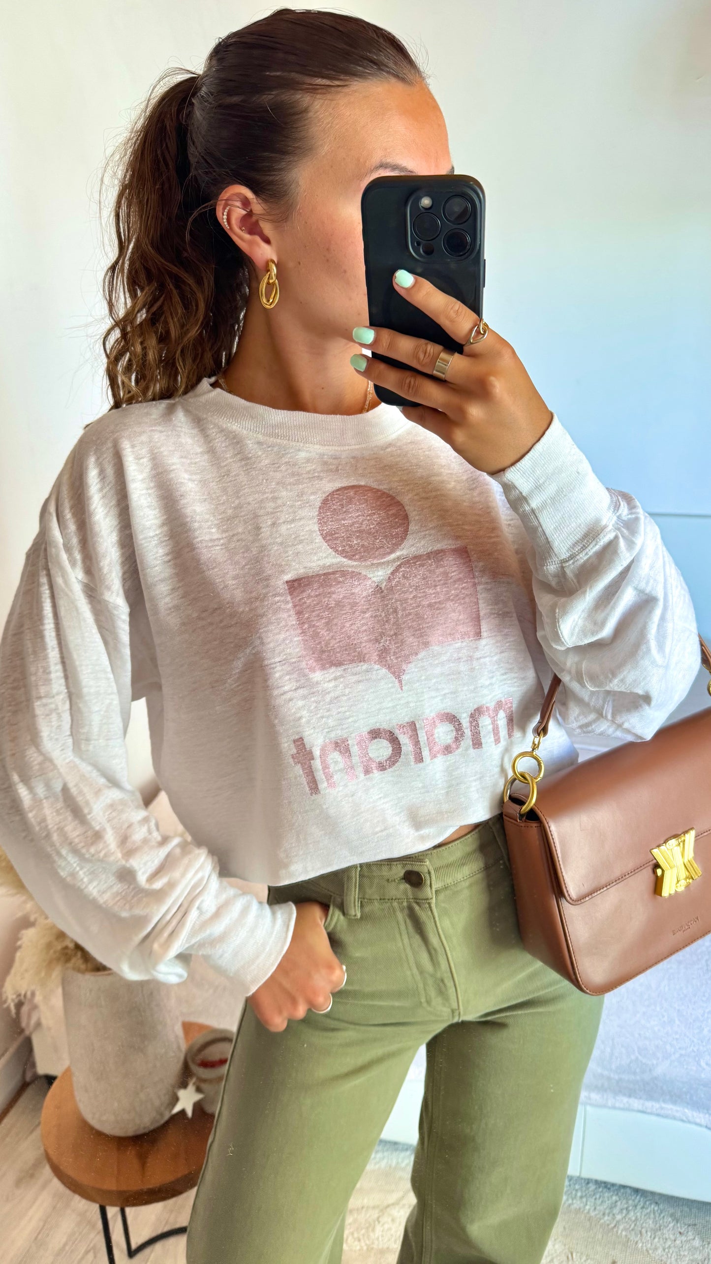 Pull en lin blanc et rose irisé Isabel Marant - M