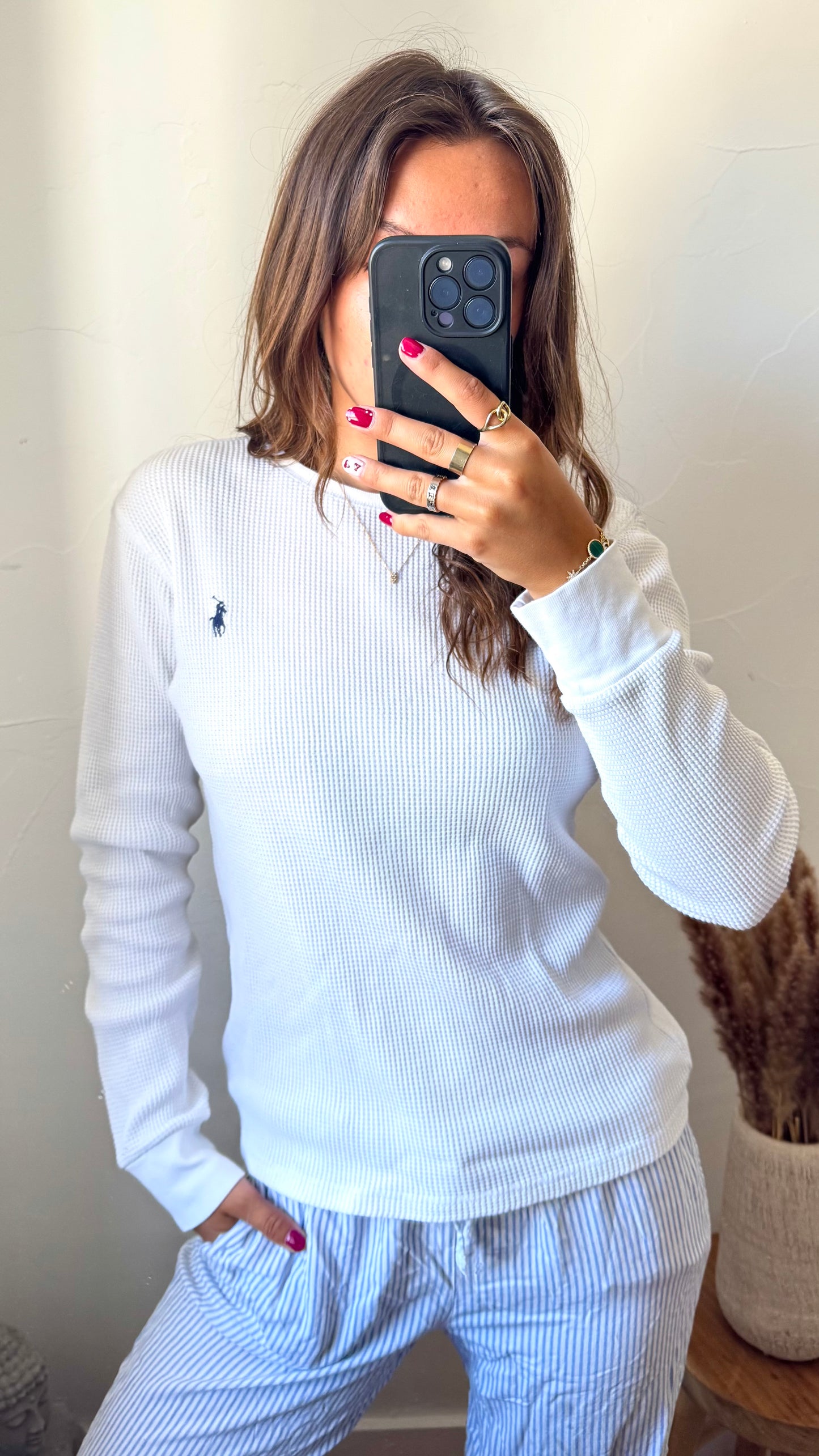 Pull col rond blanc Ralph Lauren - S