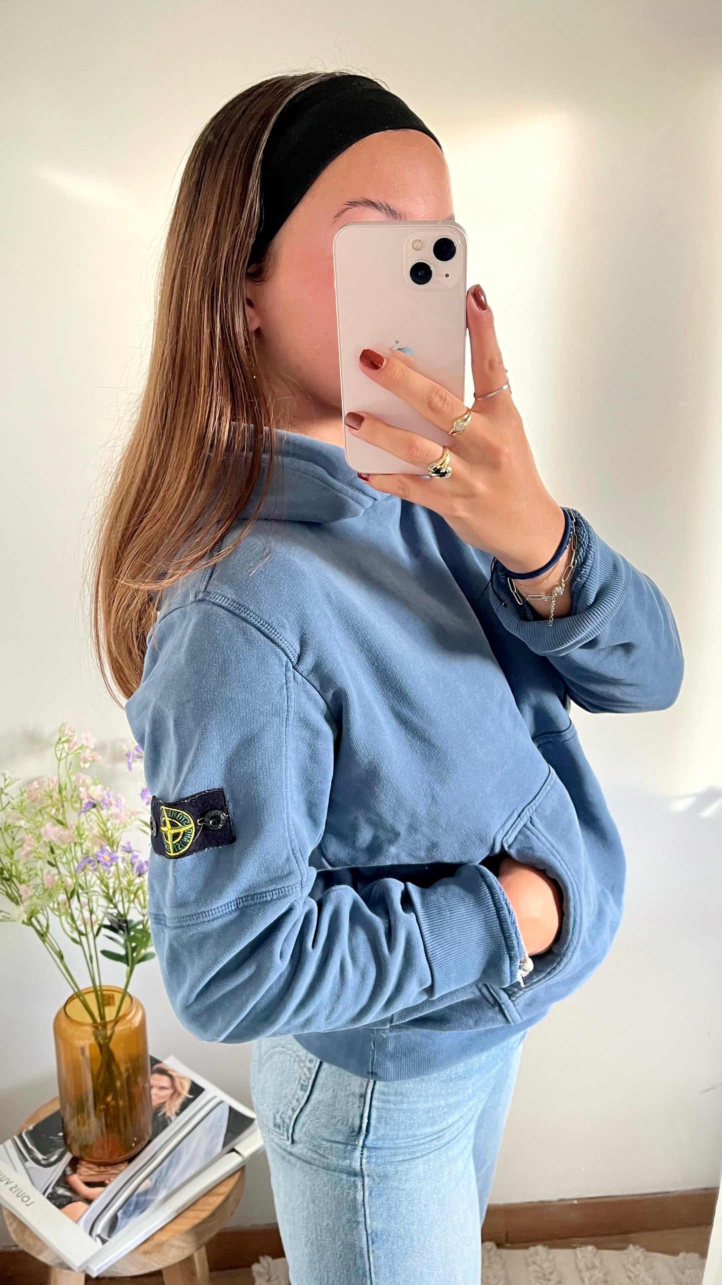 Sweat à capuche bleu Stone Island - S