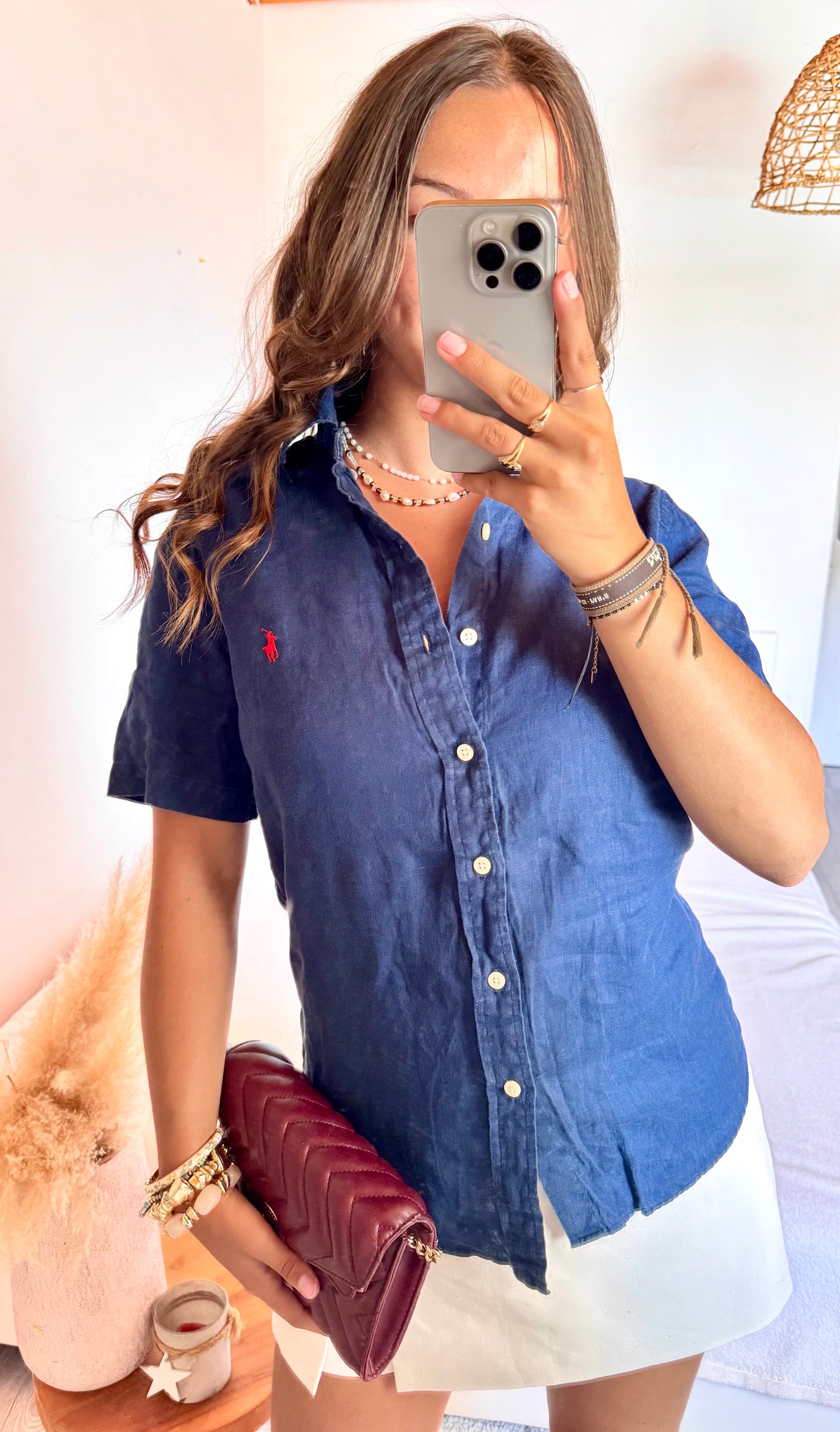 Chemise en lin bleu marine Ralph Lauren - XS