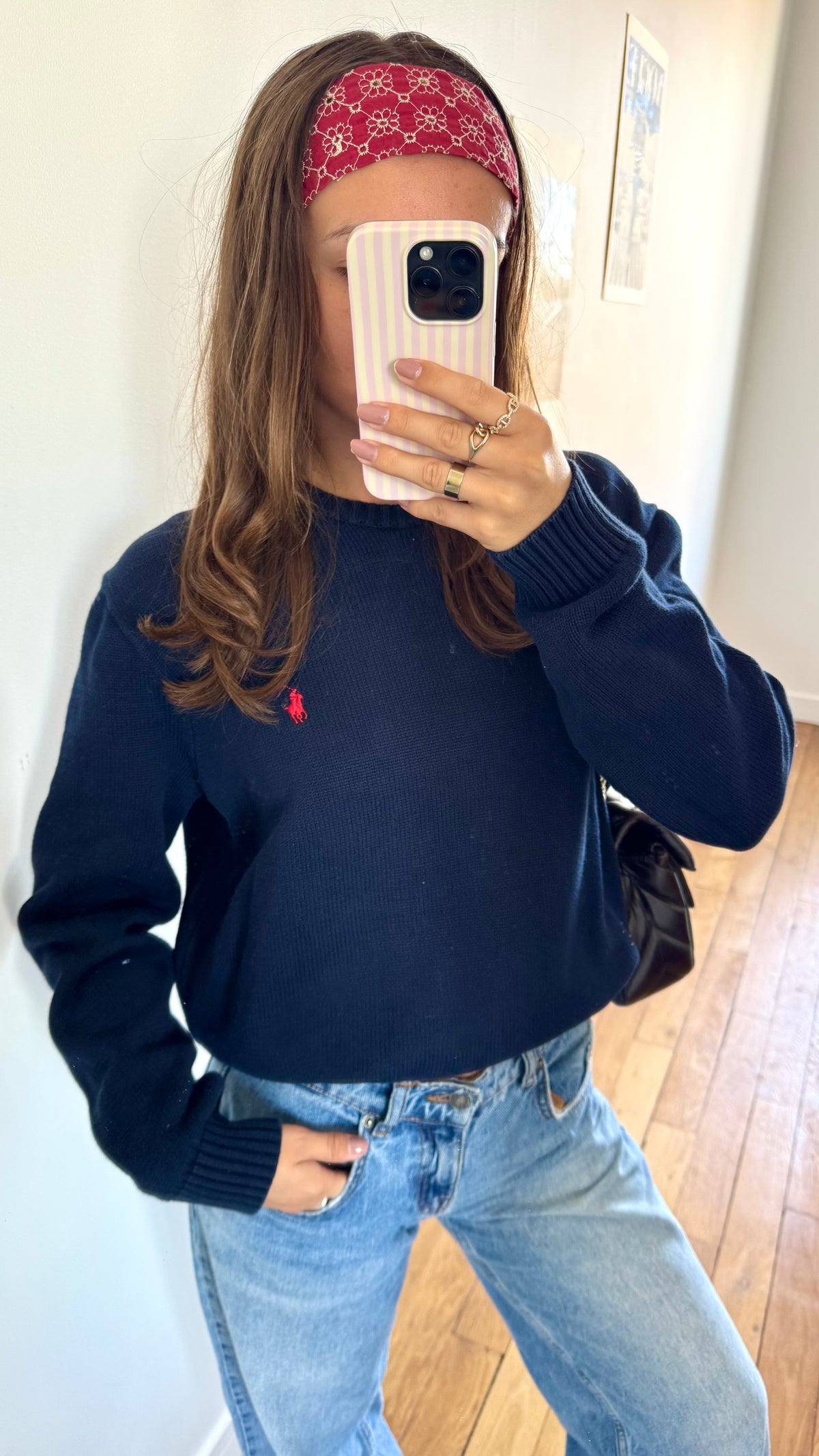 Pull col rond marine Ralph Lauren - L