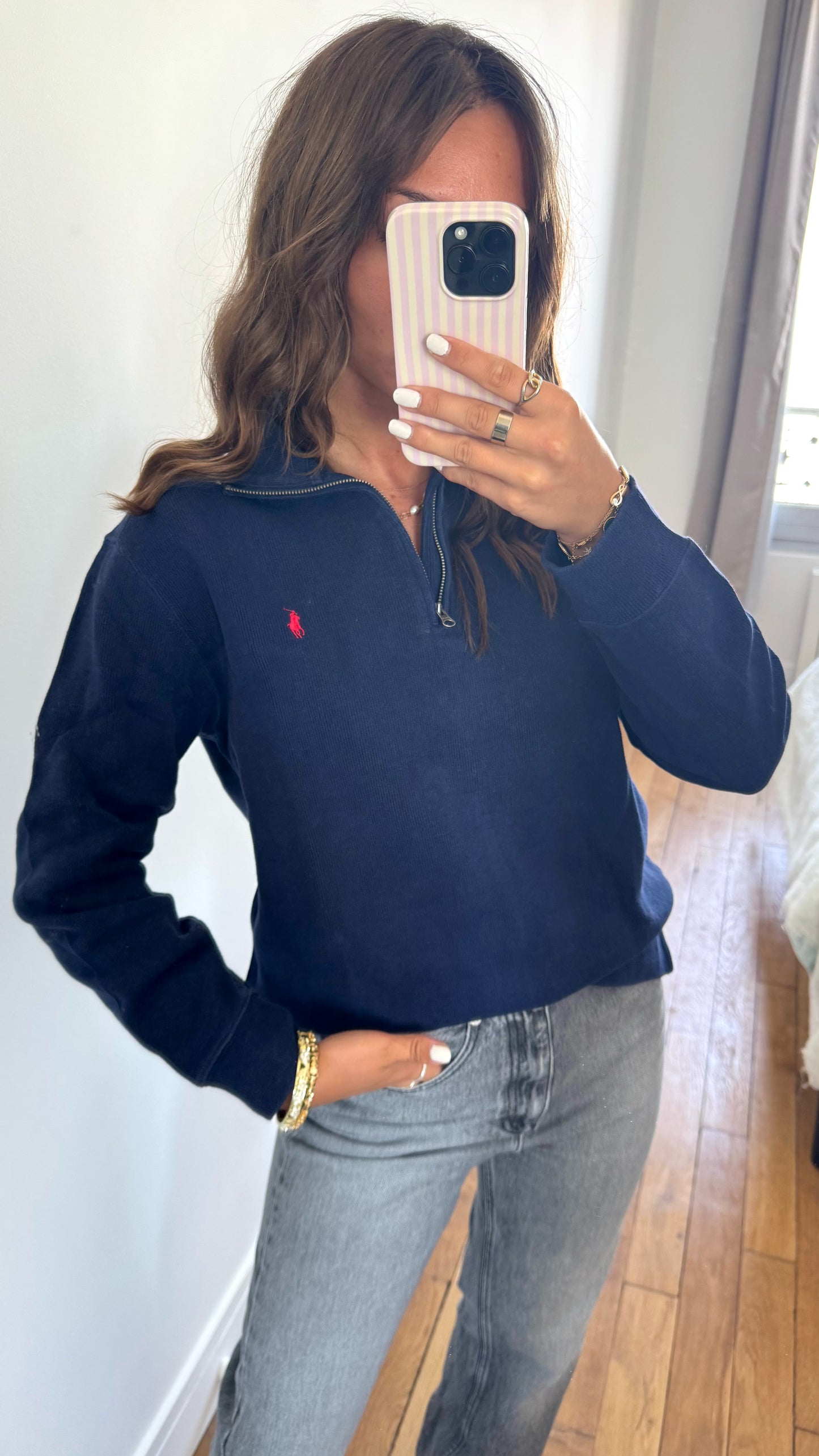 Pull demi-zippé bleu marine Ralph Lauren - XS/S