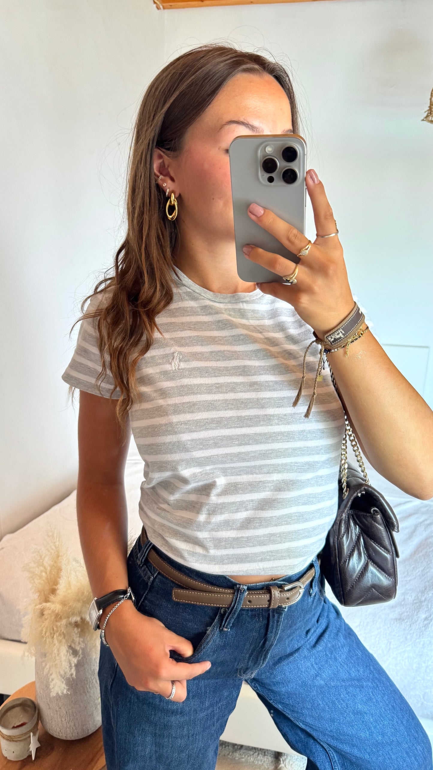 T-shirt marinière gris Ralph Lauren - XS