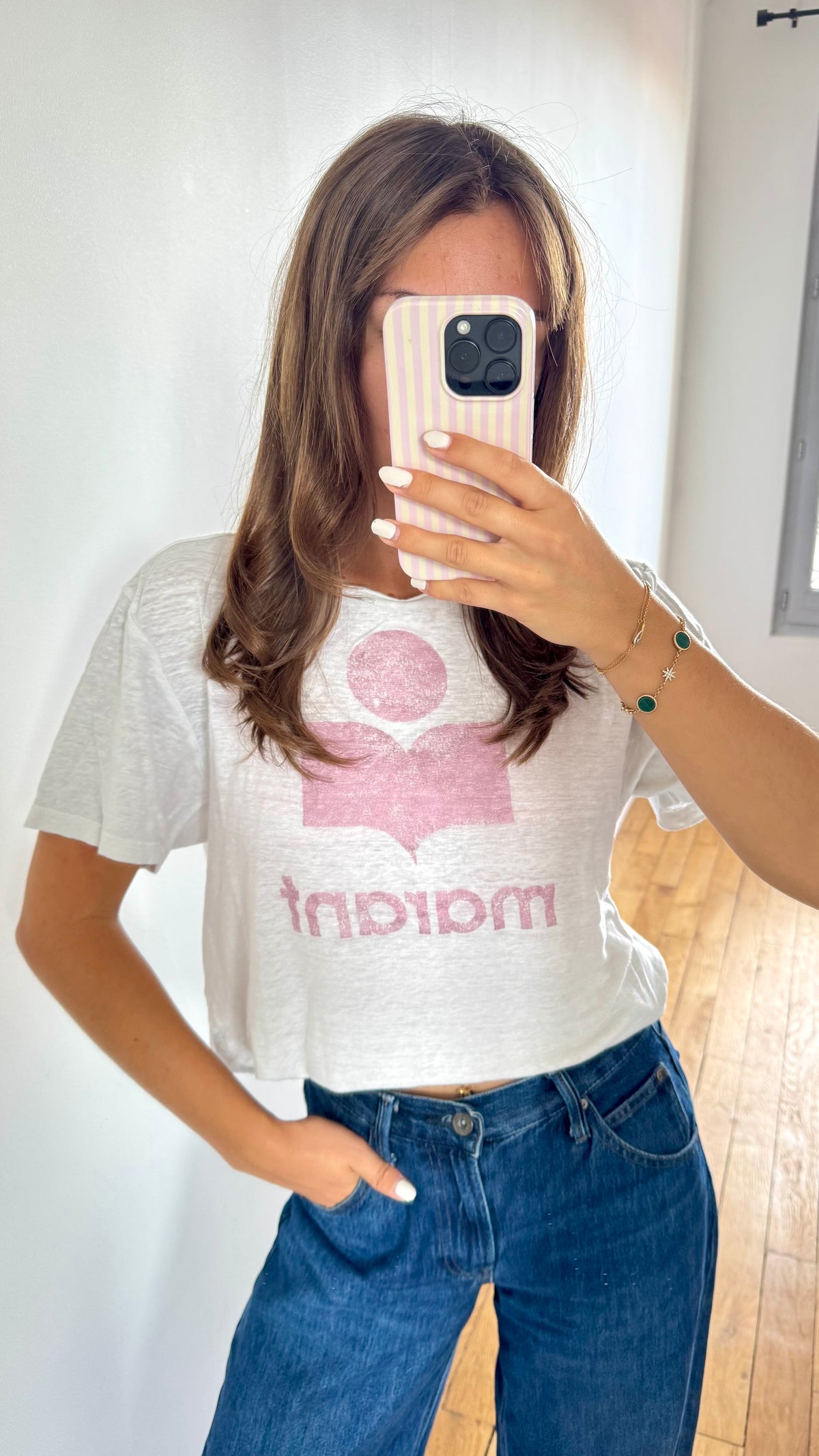 T-shirt en lin rose irisé Isabel Marant - S
