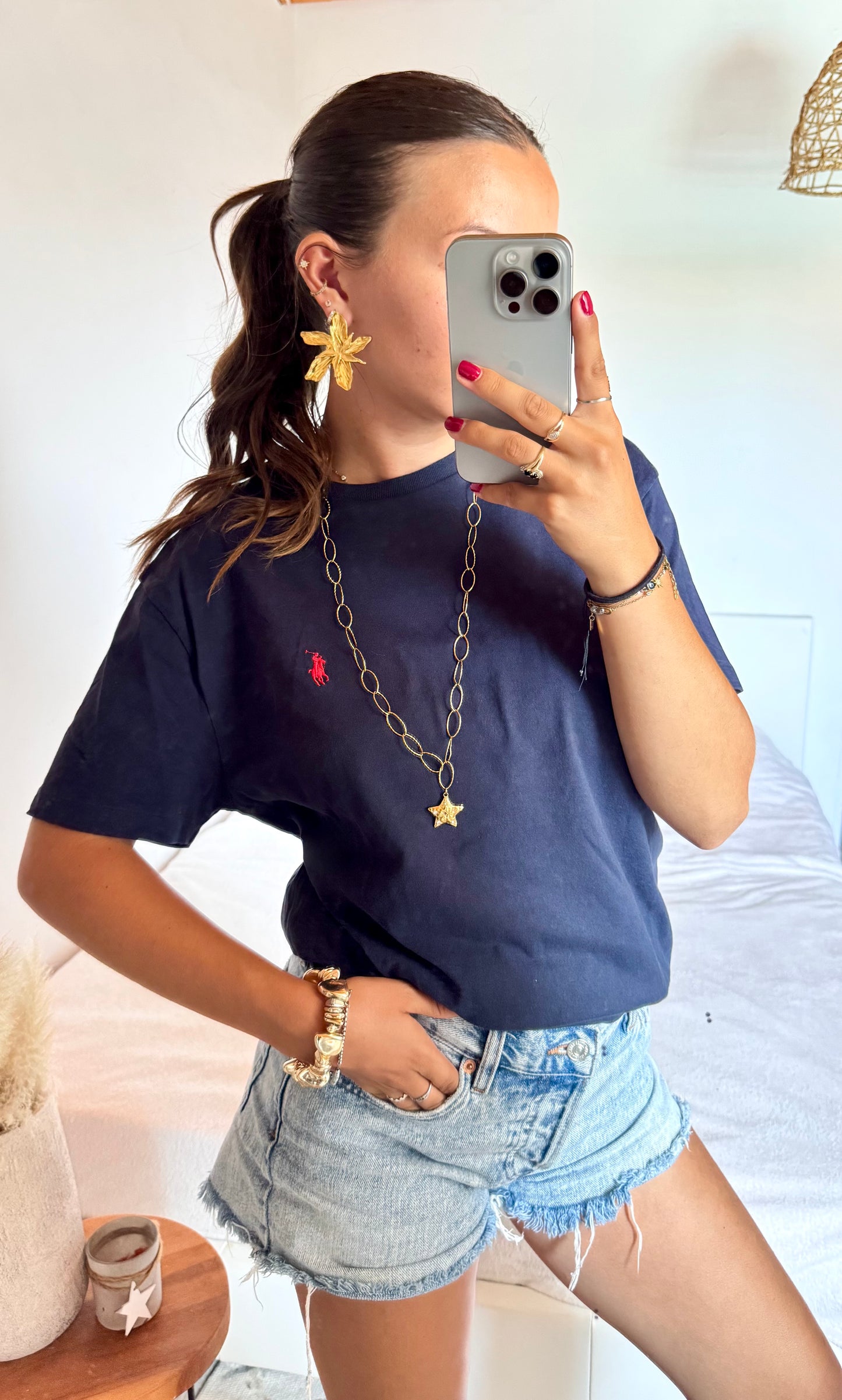 T-shirt col rond marine Ralph Lauren - L mixte