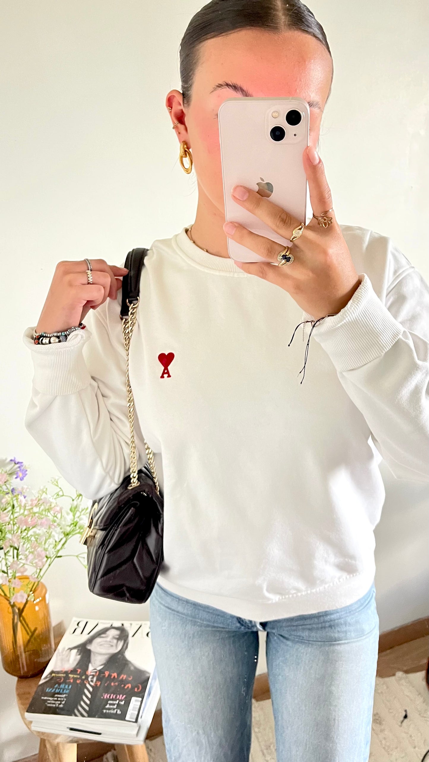 Sweat col rond blanc Ami Paris - M