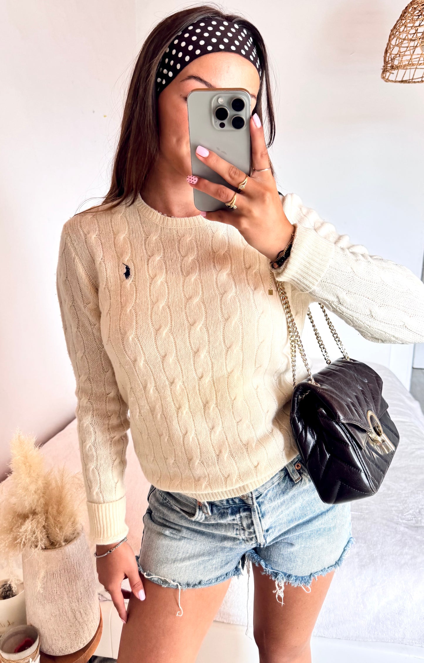 Torsadé blanc laine & cachemire Ralph Lauren - M