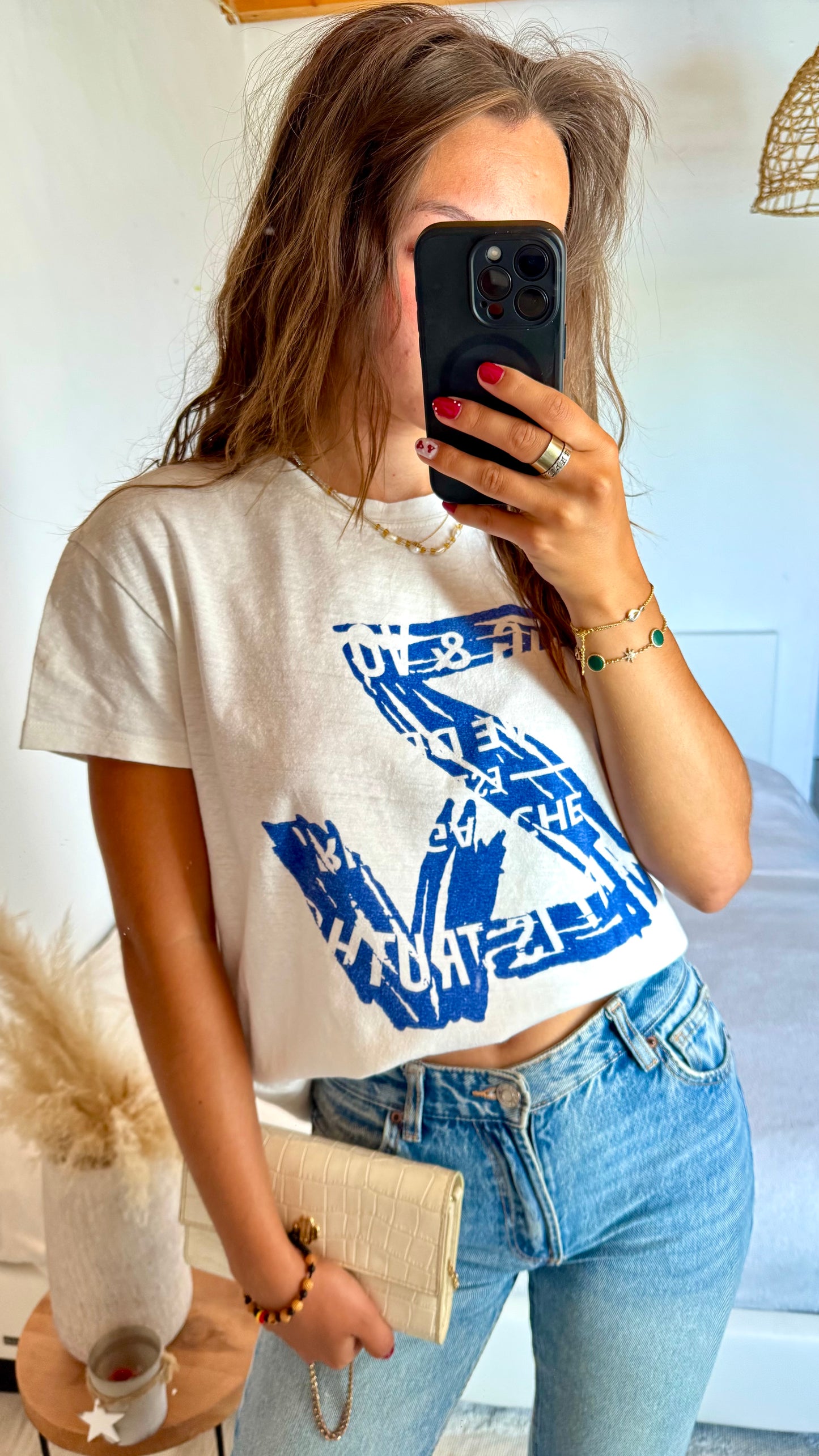 T-shirt blanc et bleu Zadig & Voltaire - M