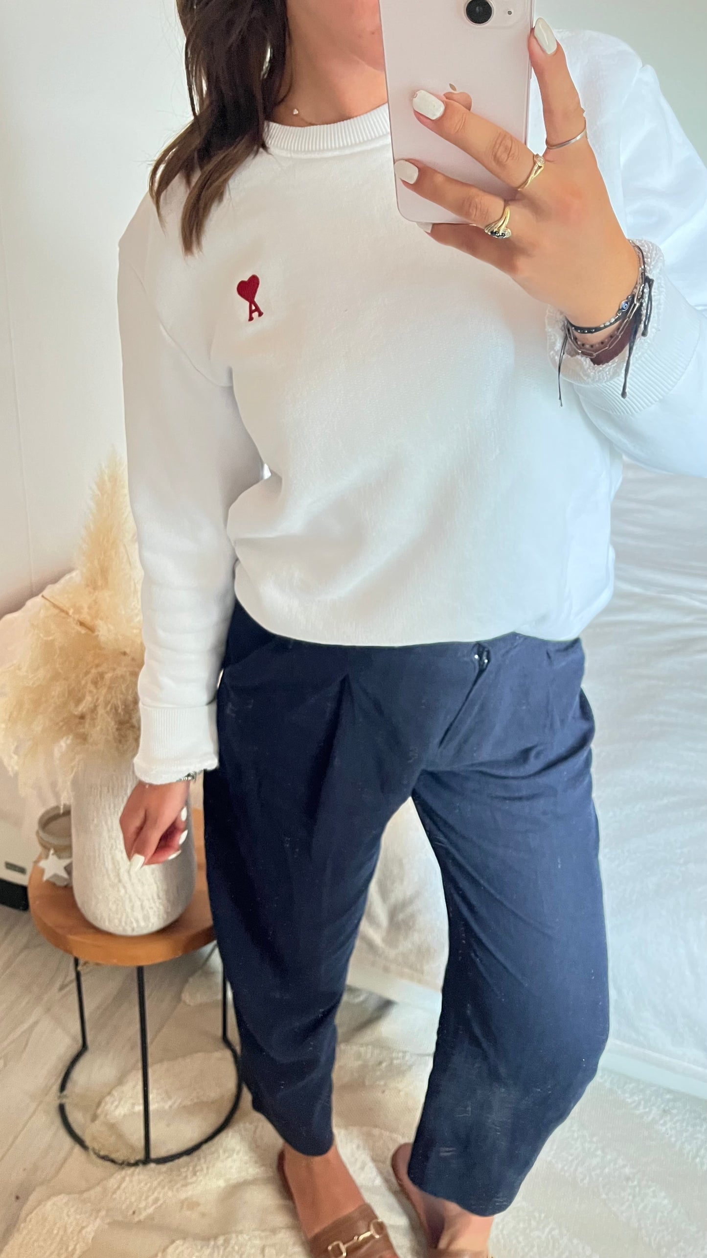 Pull col rond blanc Ami Paris - M