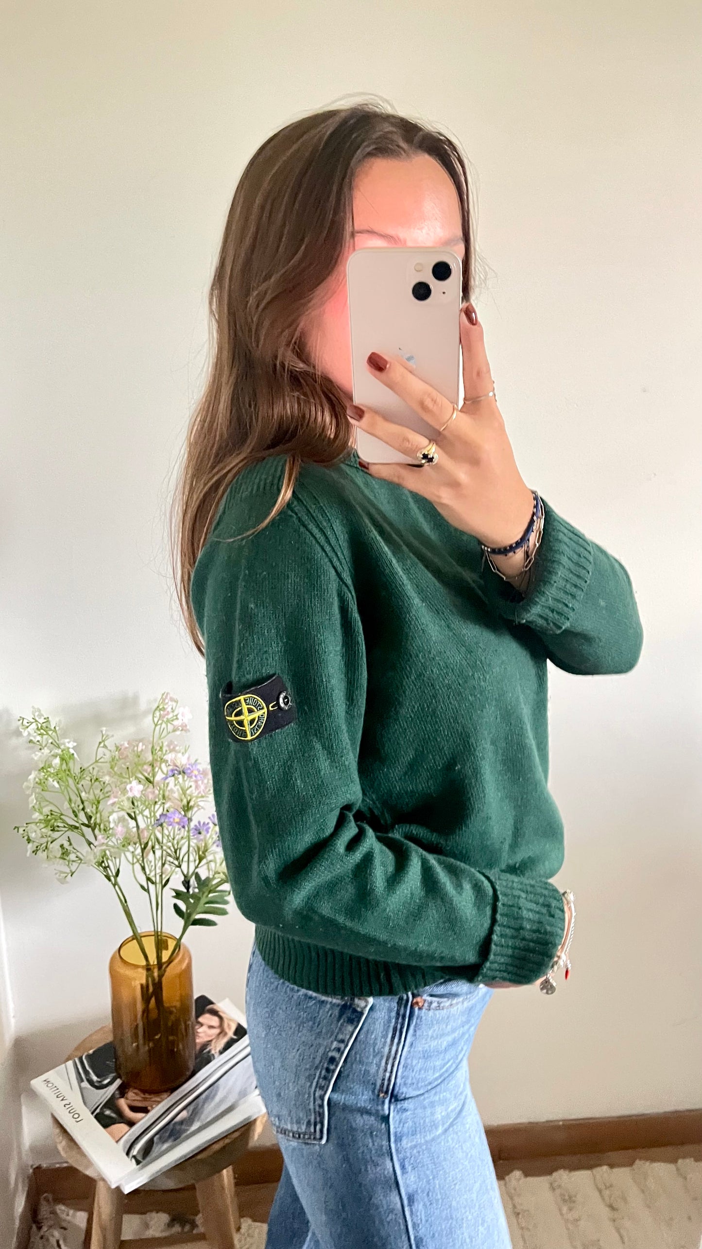 Pull vert sapin en laine Stone Island - S