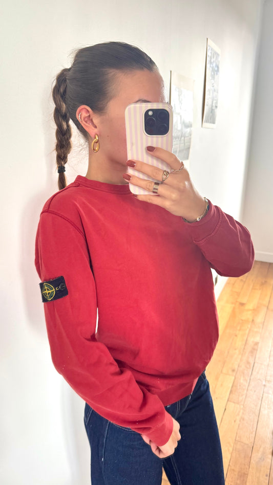 Pull col rond rouge Stone Island - XS/S