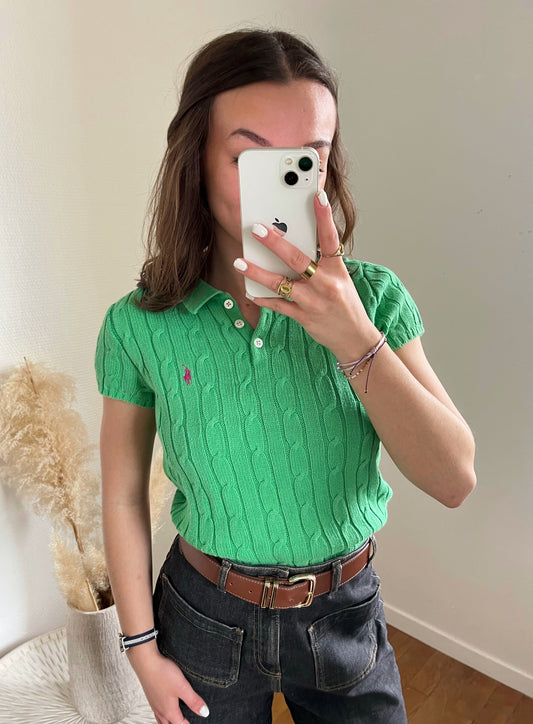 Polo torsadé vert Ralph Lauren - M