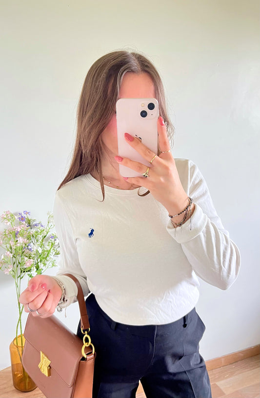 Pull col rond blanc Ralph Lauren - M