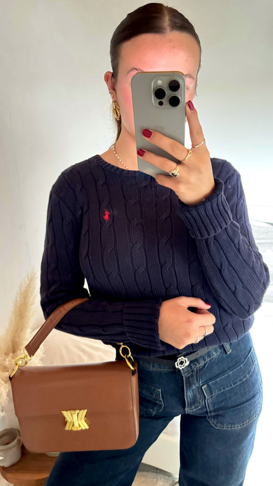 Pull torsadé bleu marine Ralph Lauren - M