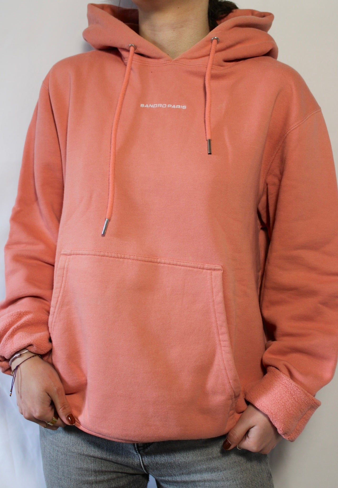 Sweat à capuche Sandro saumon - M homme - XL femme