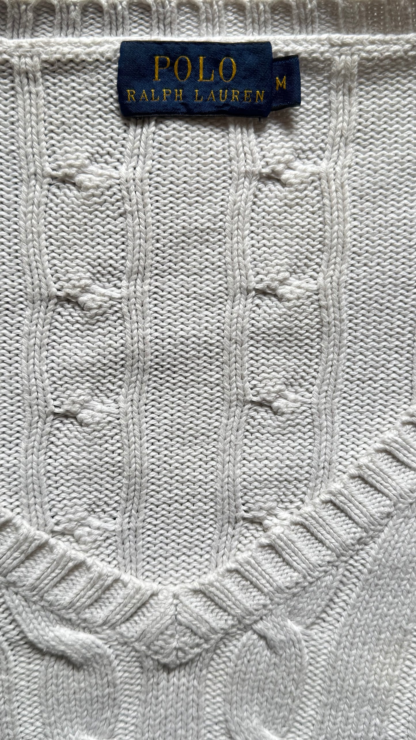 Pull col V torsadé blanc Ralph Lauren - S