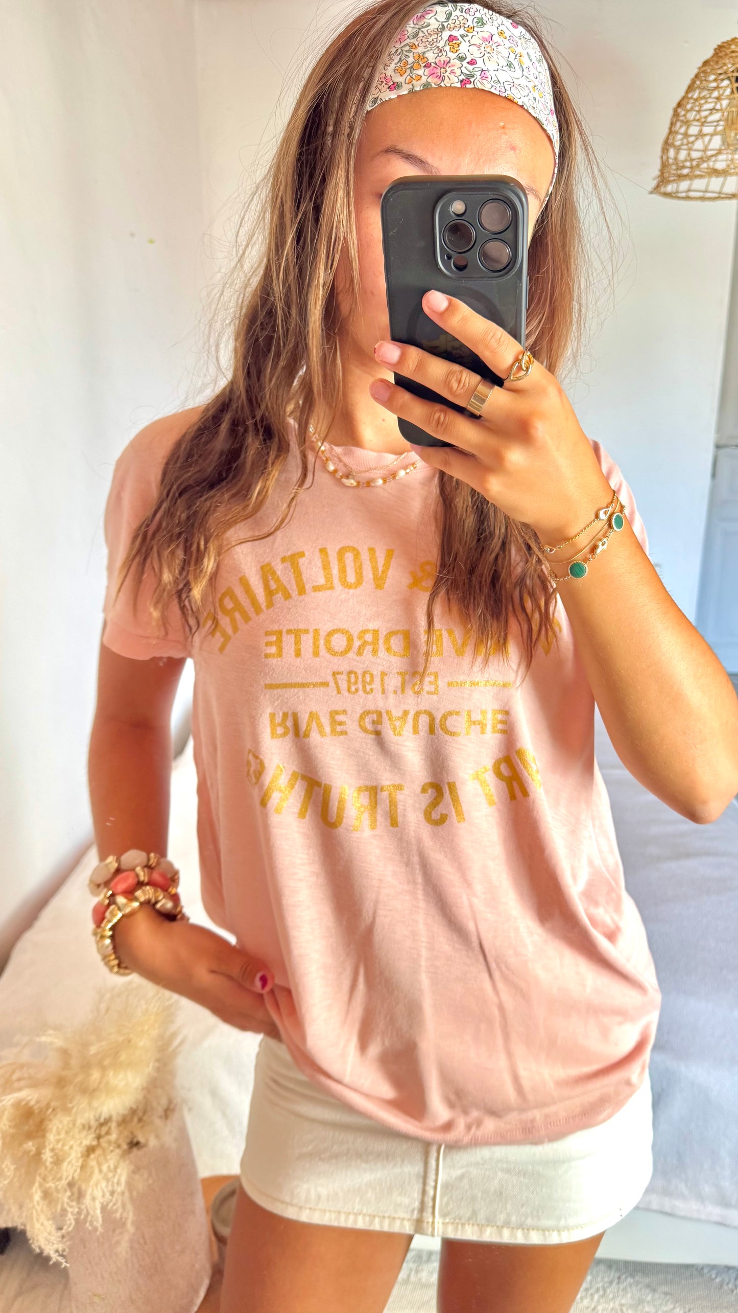 T-shirt rose et doré Zadig & Voltaire - L