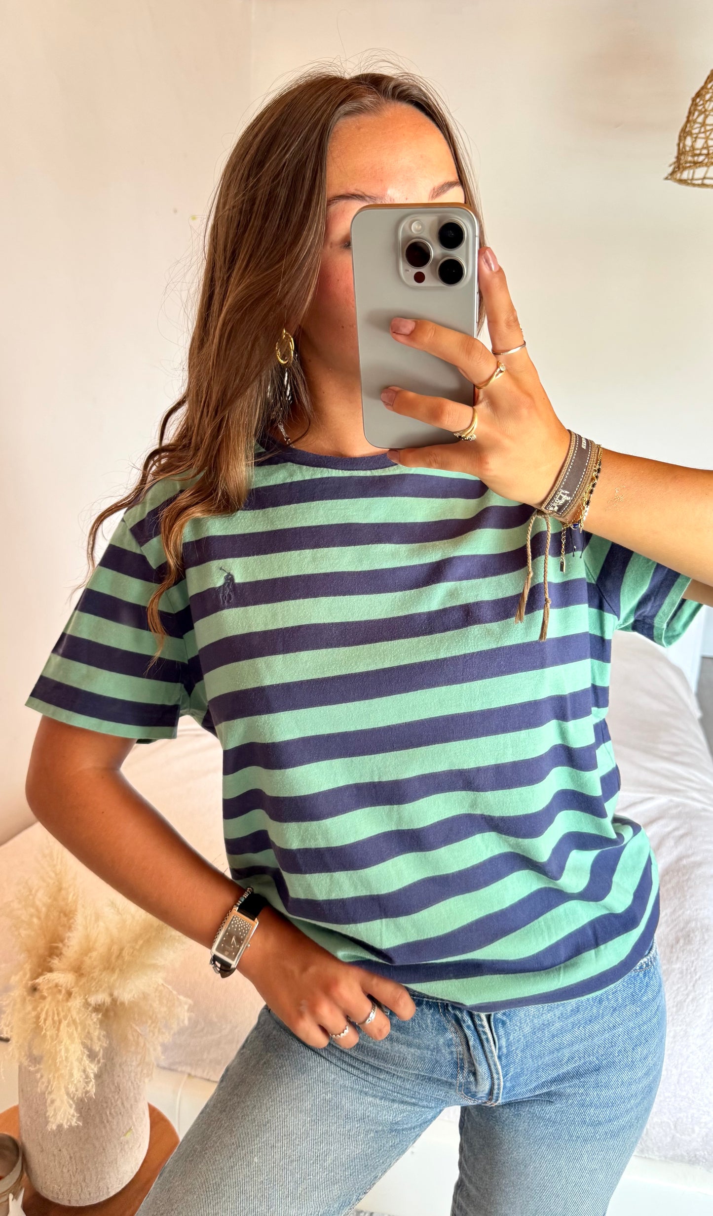 T-shirt à rayures menthe Ralph Lauren - M