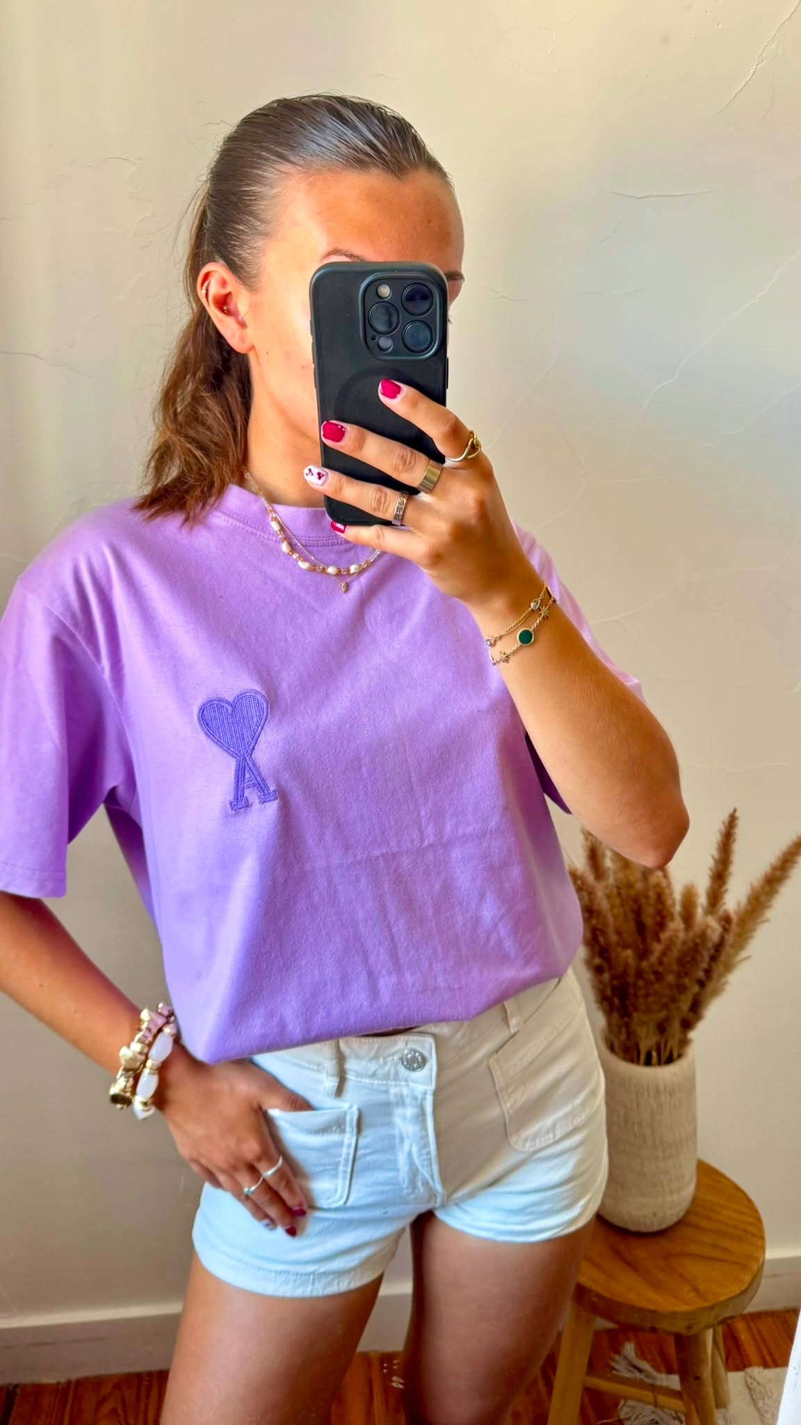 T-shirt lilas Ami Paris - S homme / M-L femme