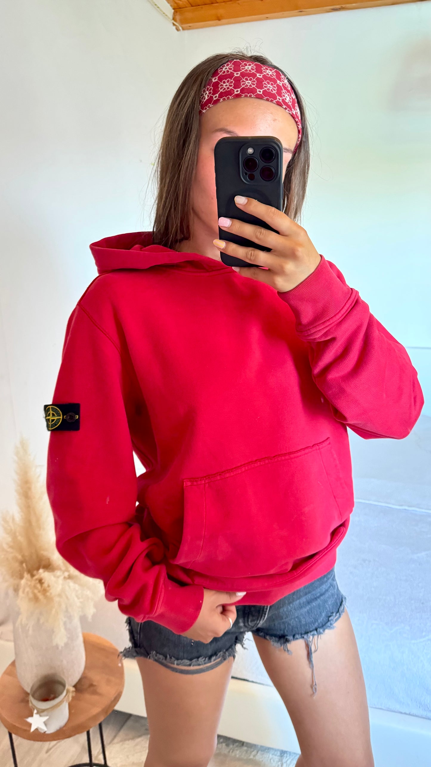Sweat à capuche rouge Stone Island - M