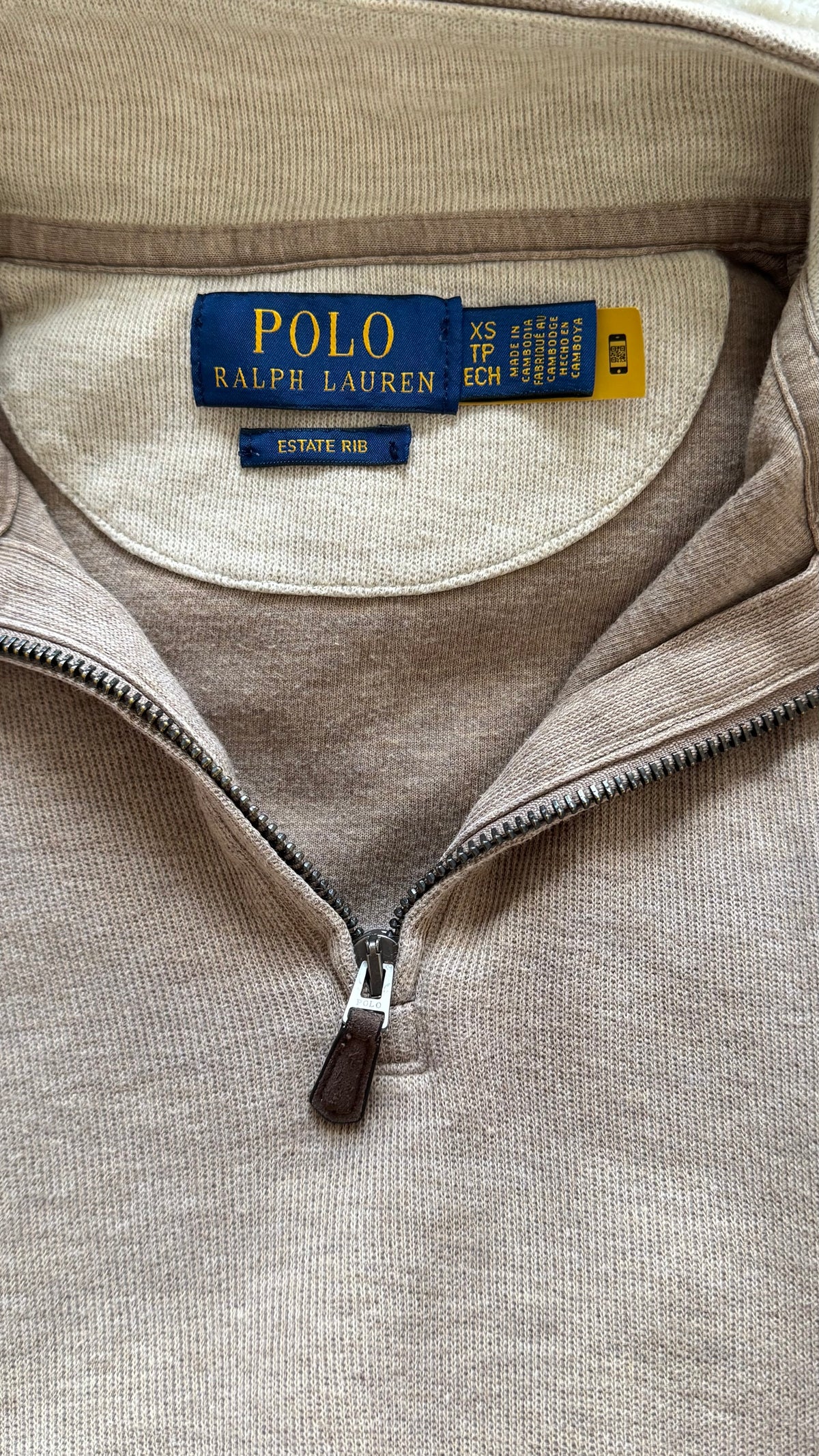 Pull demi-zippé beige Ralph Lauren - XS homme / S femme