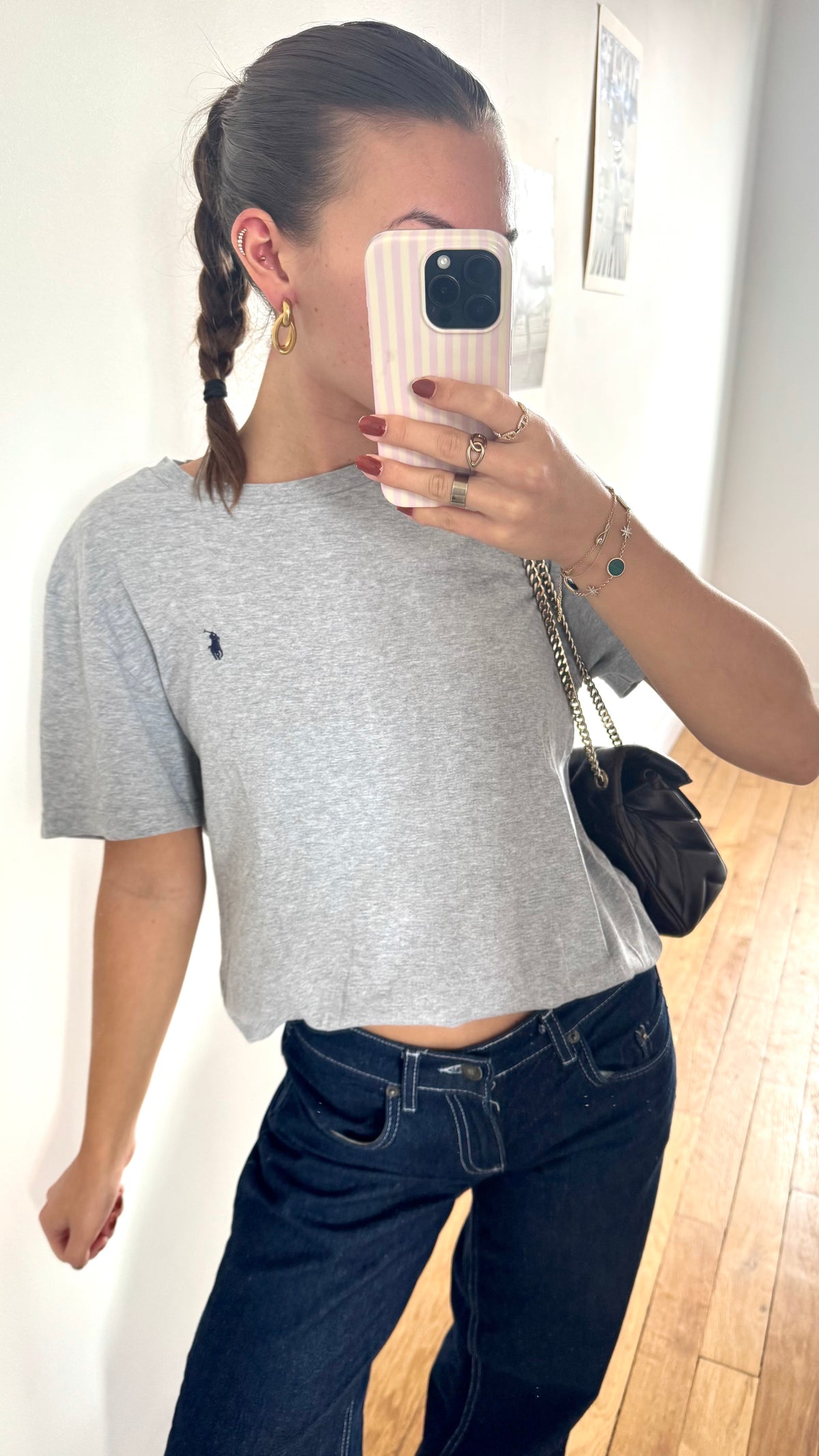 T-shirt gris col rond Ralph Lauren - M