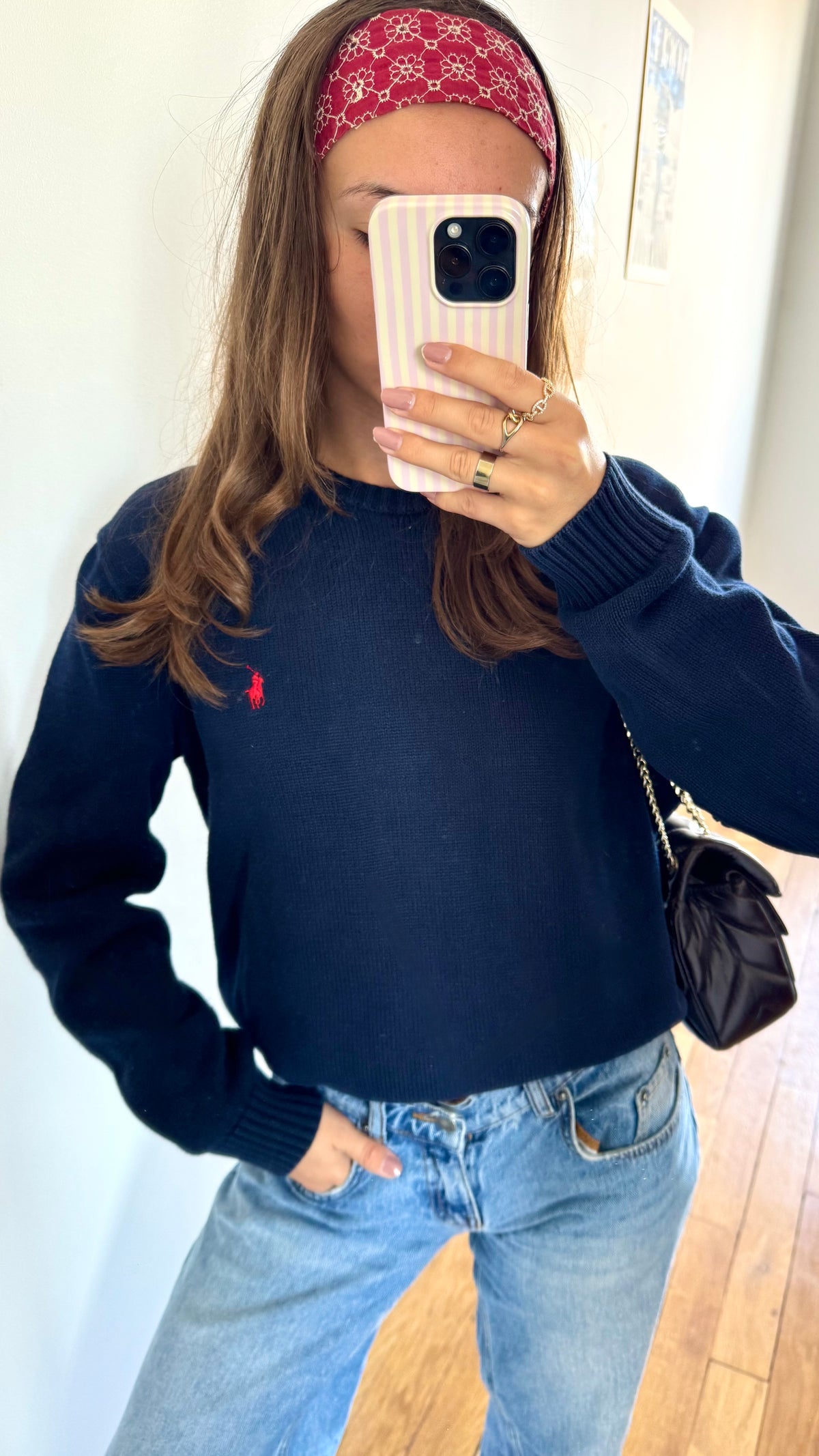 Pull col rond marine Ralph Lauren - L