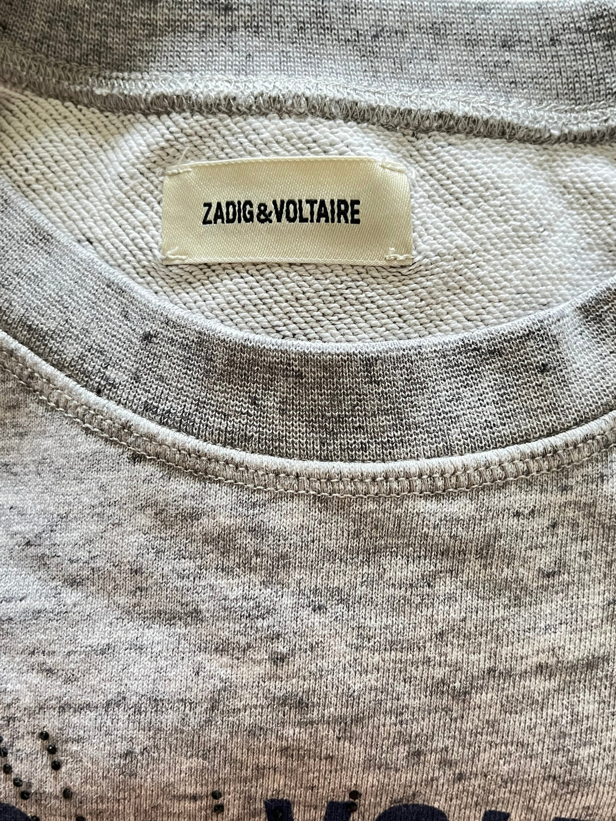 Pull col rond gris chiné Zadig & Voltaire - S