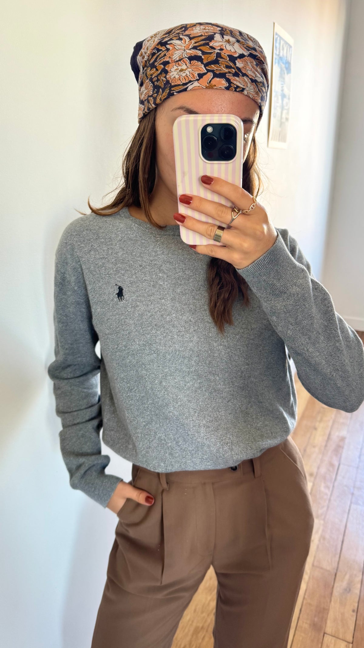 Pull col rond gris Ralph Lauren - XS homme / S femme