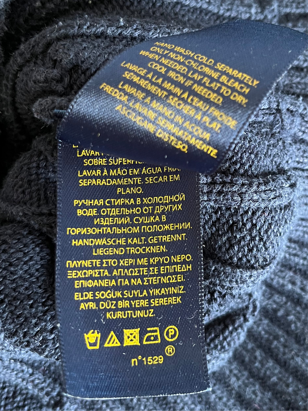 Pull torsadé col V bleu marine Ralph bleu - S