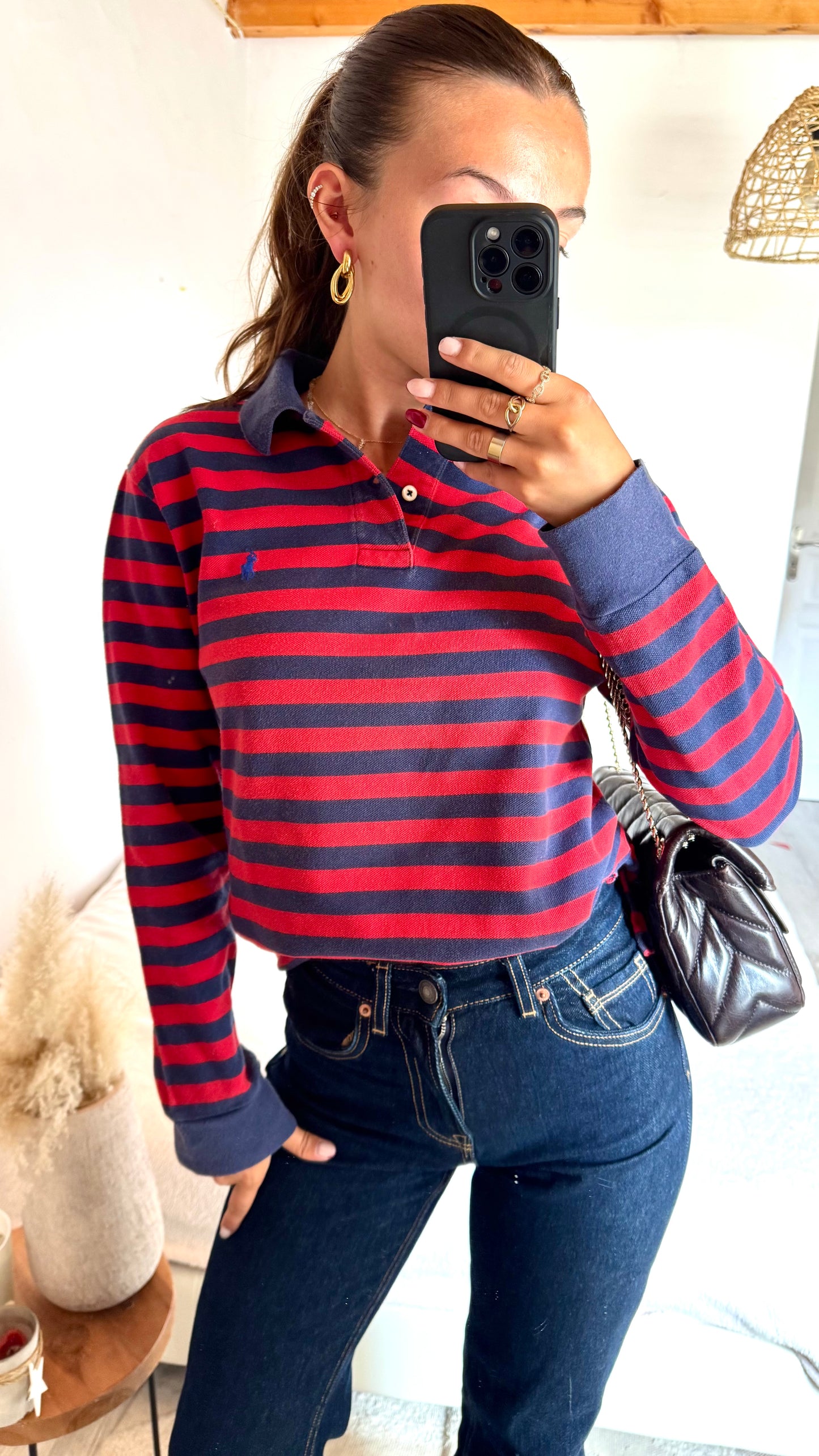 Polo manches longues rayé Ralph Lauren - S