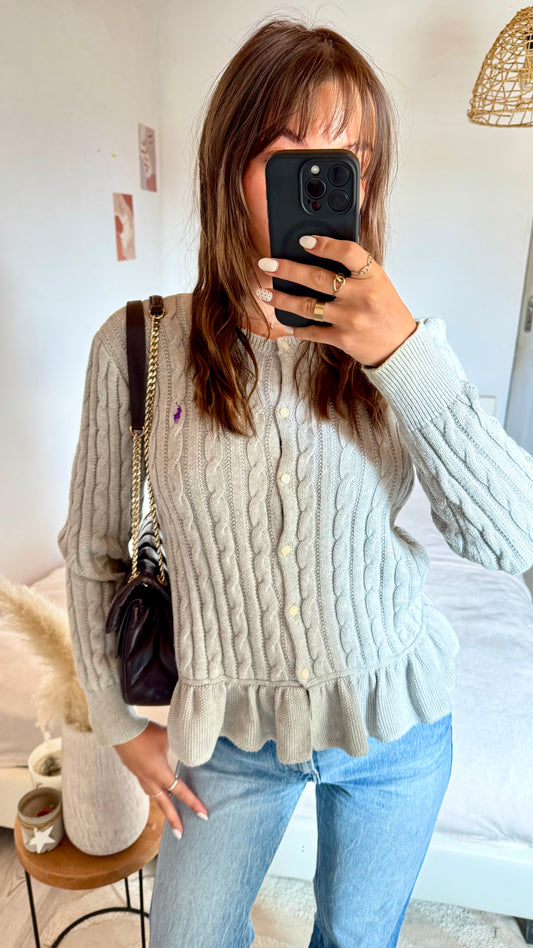 Gilet torsadé gris Ralph Lauren - S