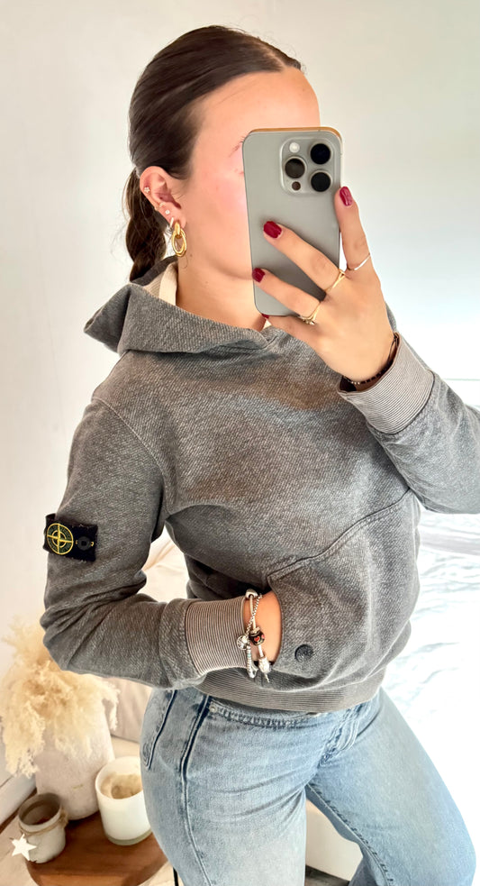 Sweat à capuche gris Stone Island - S