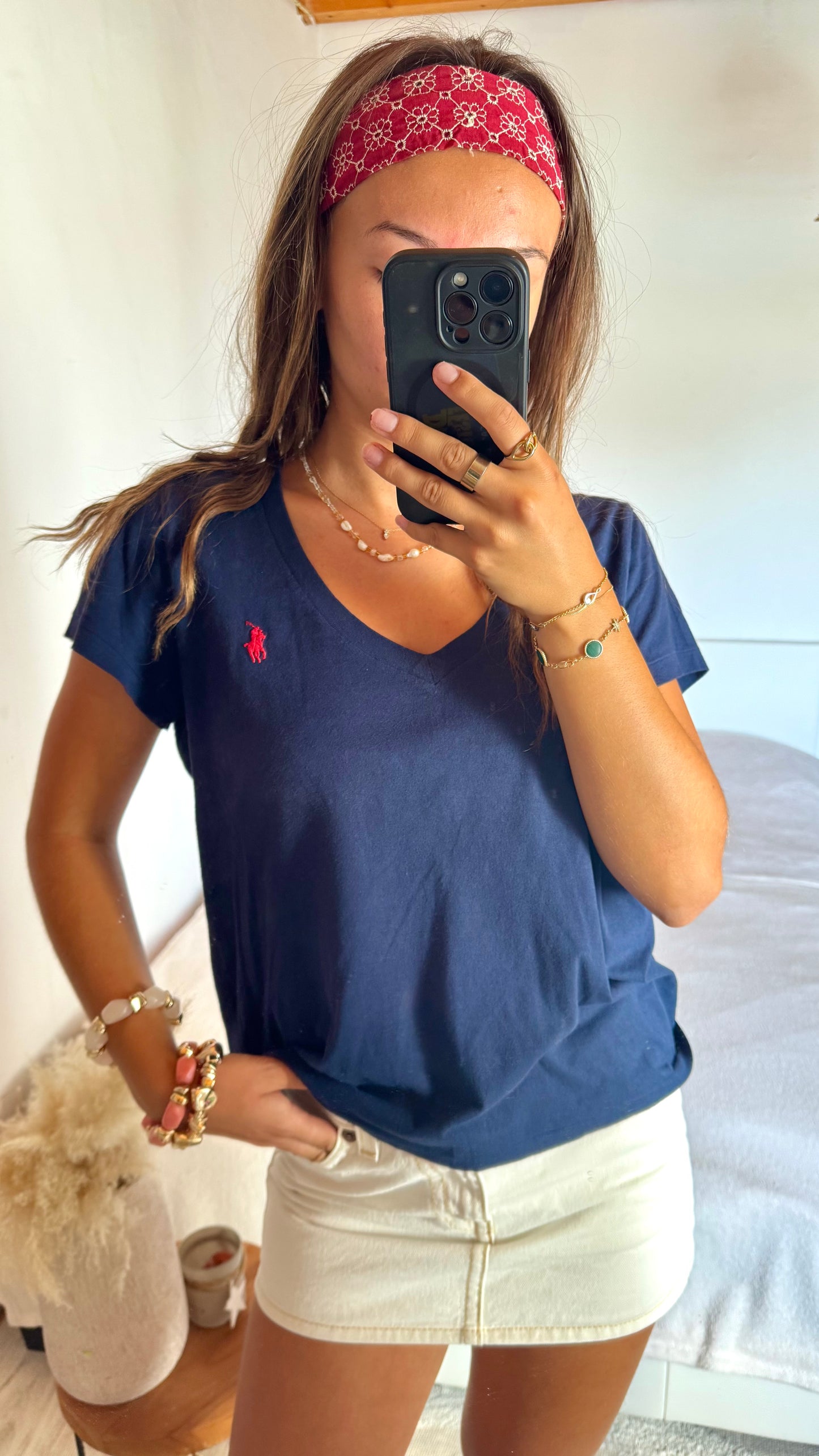 T-shirt marine col V Ralph Lauren - M