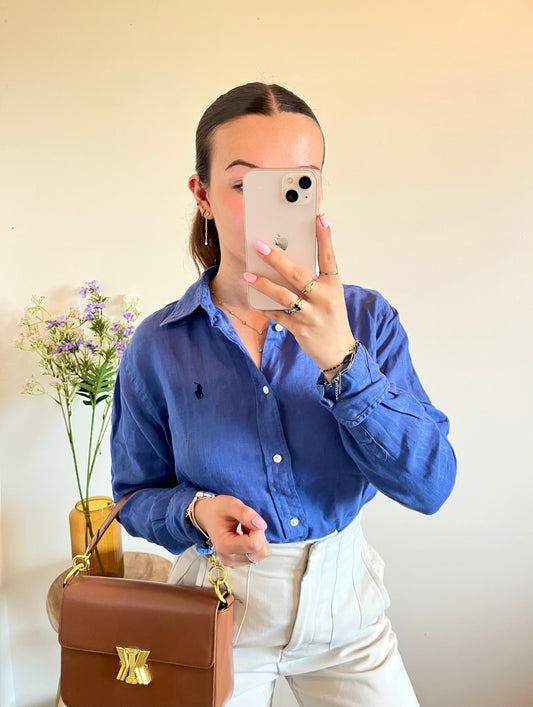 Chemise en lin bleu Ralph Lauren - S.