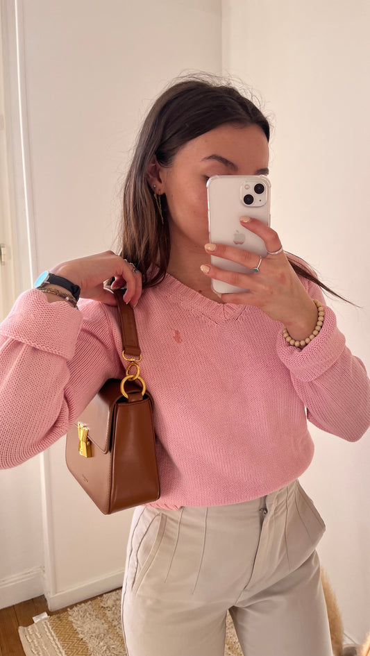 Pull col V rose Ralph Lauren - L