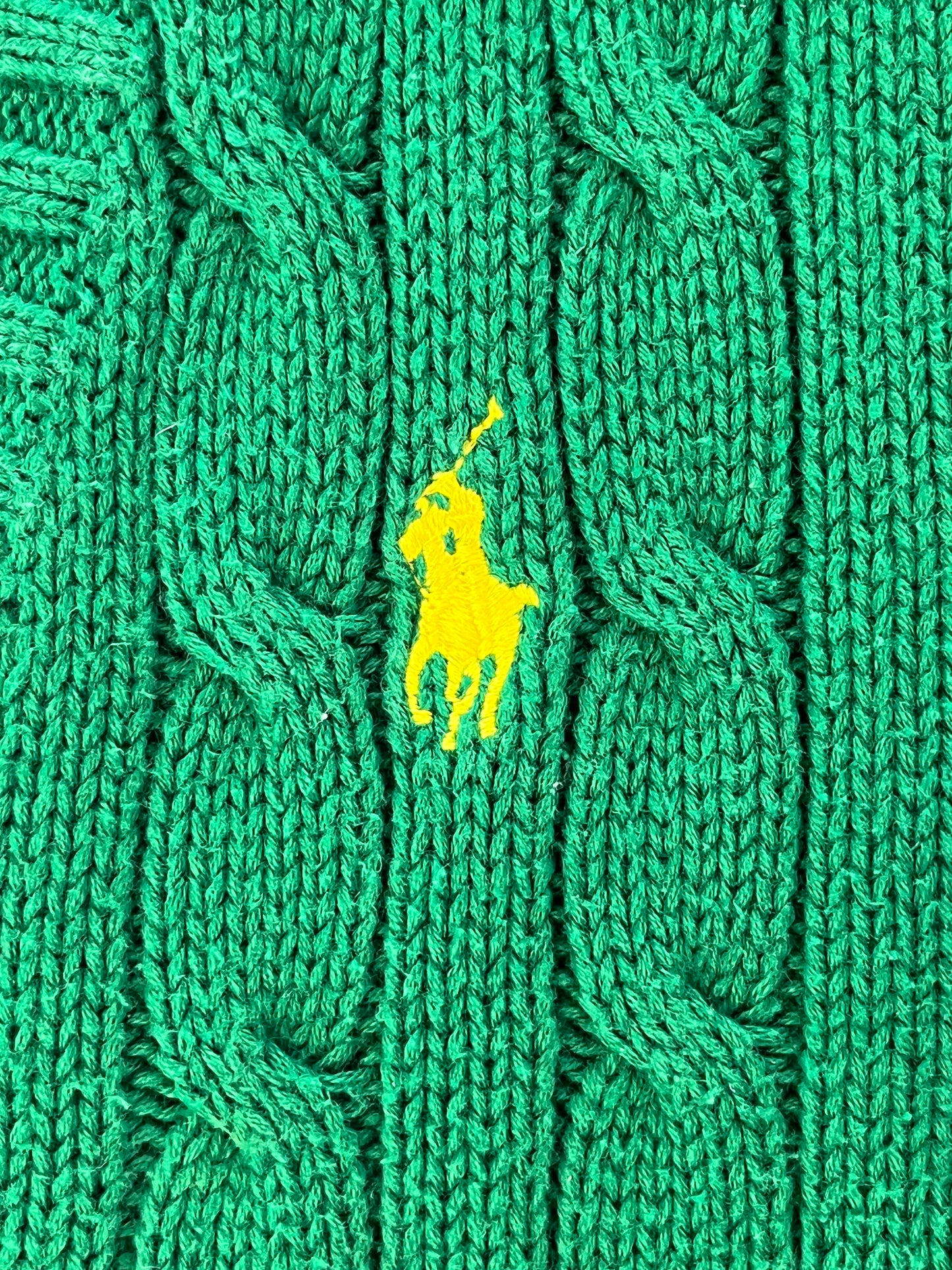 Pull torsadé col V vert Ralph Lauren - M