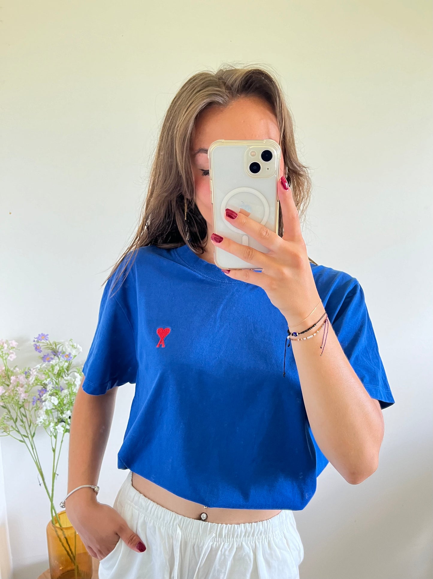 T-shirt bleu électrique Ami Paris - L