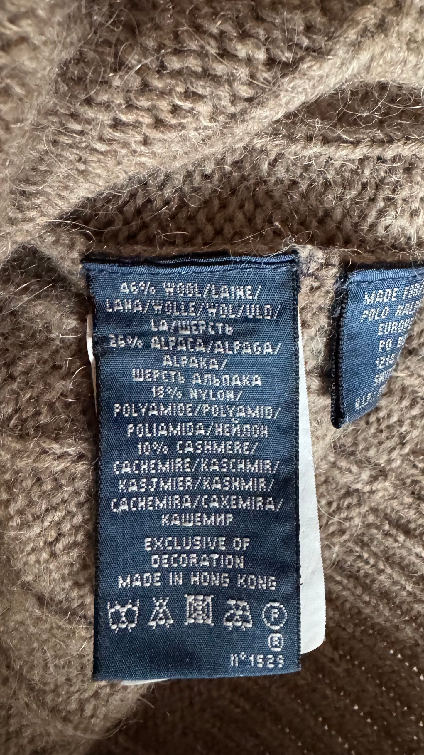 Pull torsadé marron laine et cachemire Ralph Lauren - S