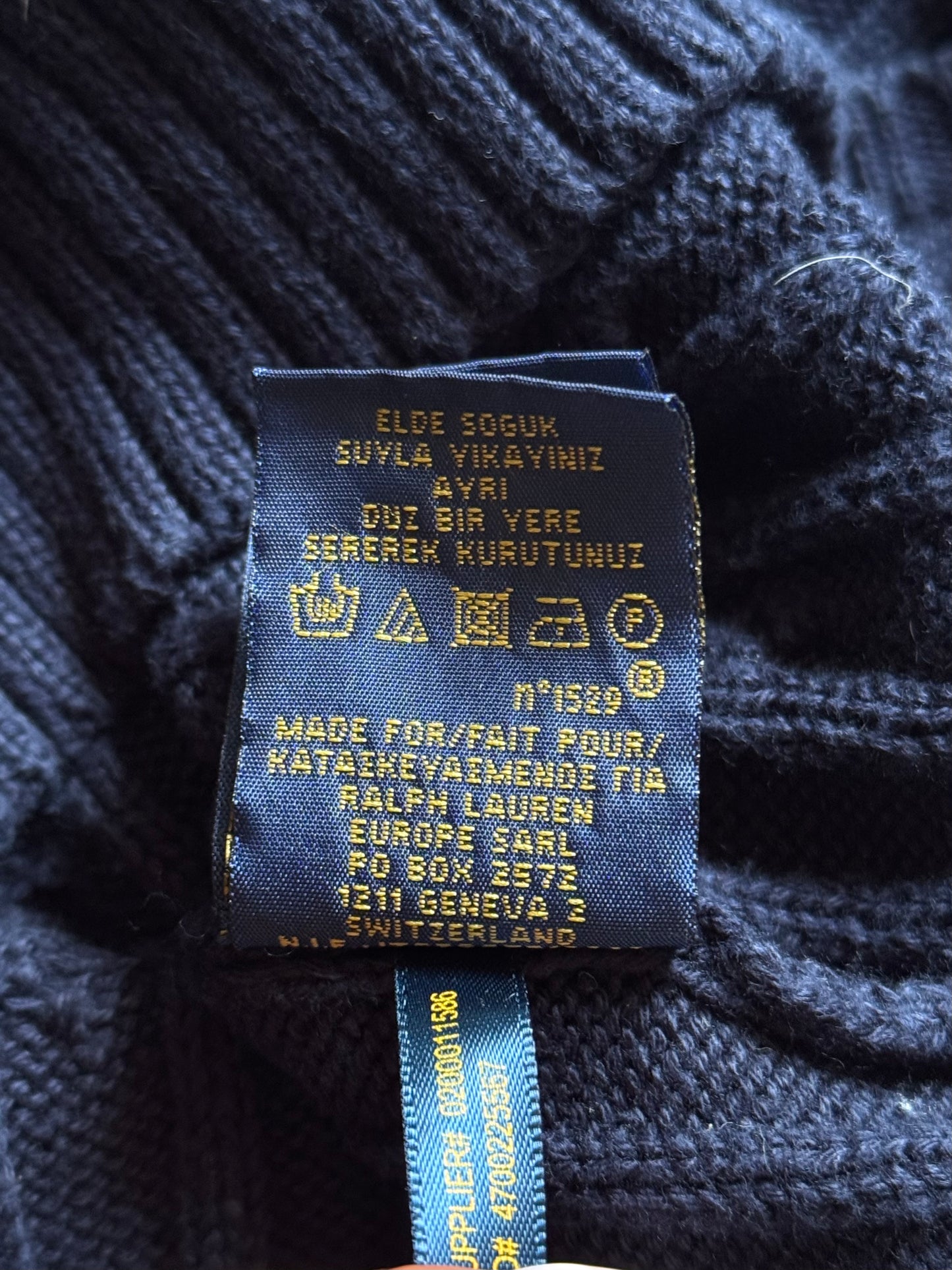 Pull torsadé bleu marine Ralph Lauren - XS