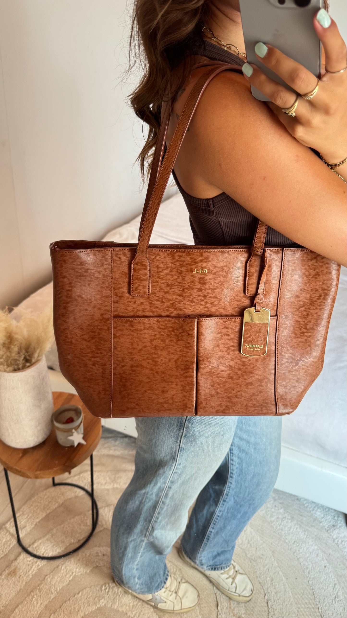 Sac en cuir marron Ralph Lauren